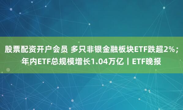 股票配资开户会员 多只非银金融板块ETF跌超2%；年内ETF总规模增长1.04万亿丨ETF晚报